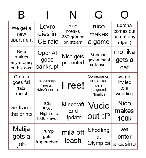 2026 BIngo Card