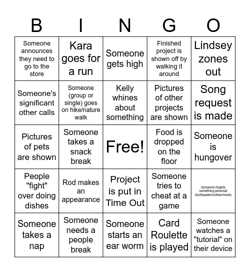 Craft Retreat Bingo Day 2/3 Bingo Card
