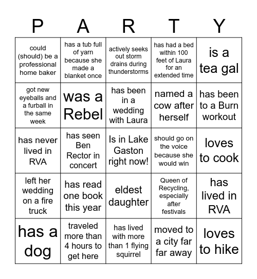 Birthday Bingo Card