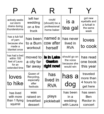 Birthday Bingo Card