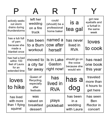Birthday Bingo Card