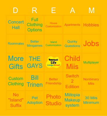 TOMODACHI LIFE BINGO Card