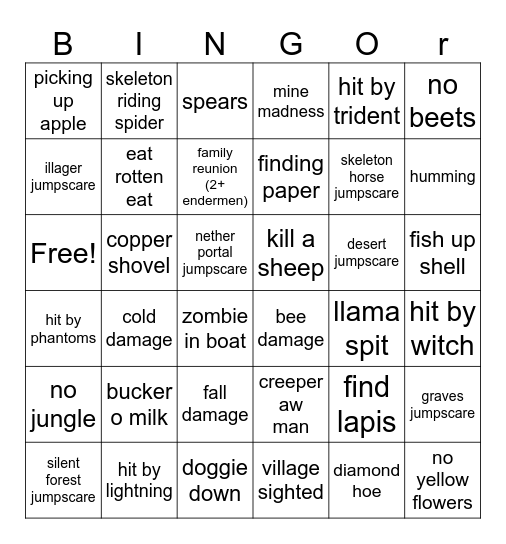 hardcore bingor Bingo Card
