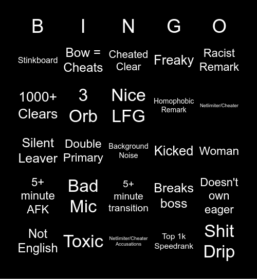 Fuwameiri 5x5 Bingo Card
