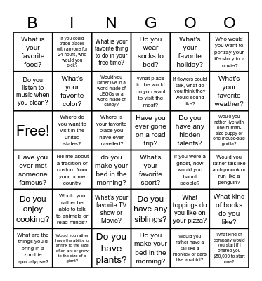 FE Social Bingo Card