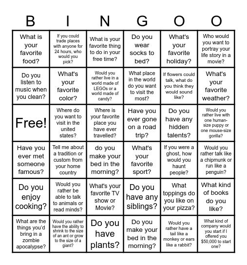 FE Social Bingo Card