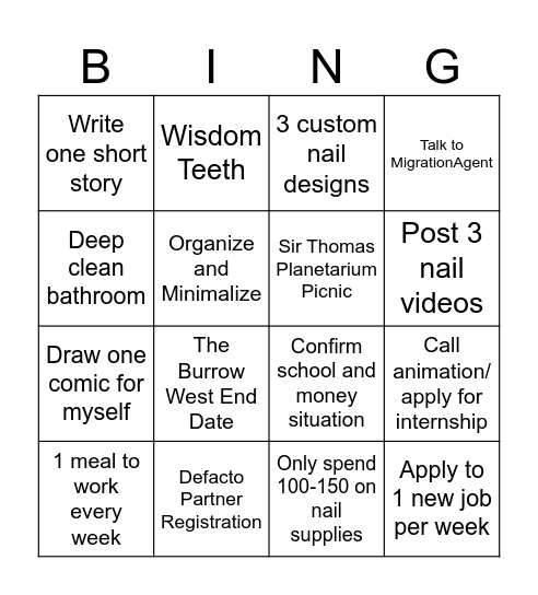February Bingo Card
