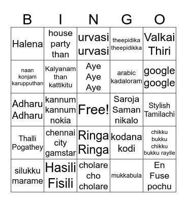 Musical Thambola Bingo Card