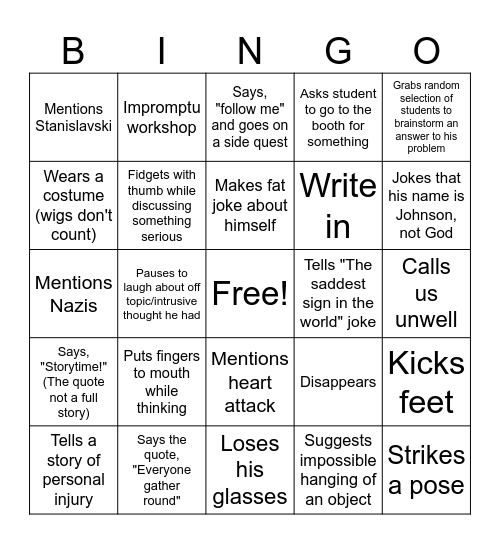 ULTIMATE JOHNSON BINGO Card