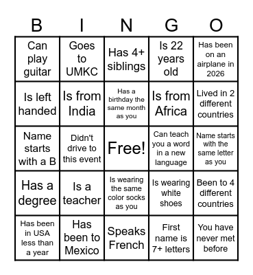 Spring Welcome Party Bingo Card
