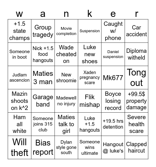 '26 bingo Card