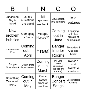 Living the Dream Direct Bingo Card