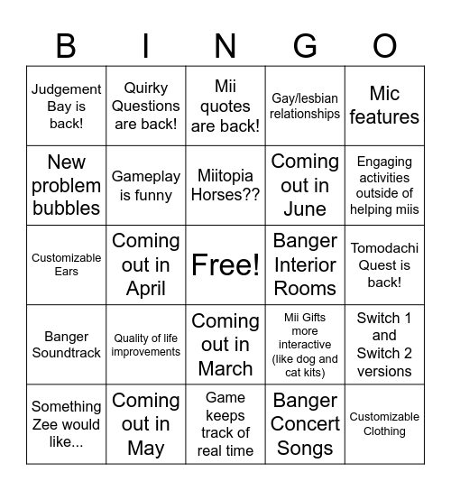 Living the Dream Direct Bingo Card