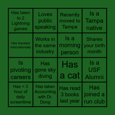 MBA Mixer BINGO Card