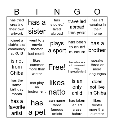 Find someone who... Bingo Card