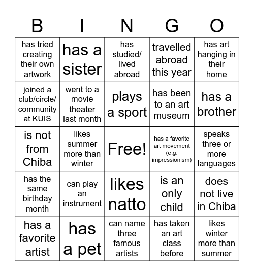 Find someone who... Bingo Card
