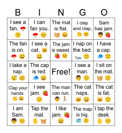 B2 L3 I like jam. 🍓 😄 Bingo Card