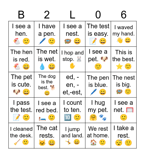 B2 L6 Bingo Card