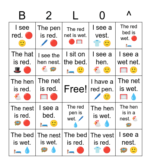 B2 L6 I see a wet net. 🥅 🙂 Bingo Card