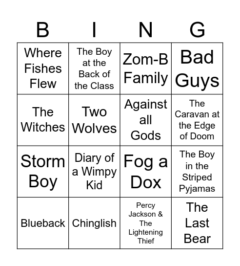Book Blurb Bingo Card