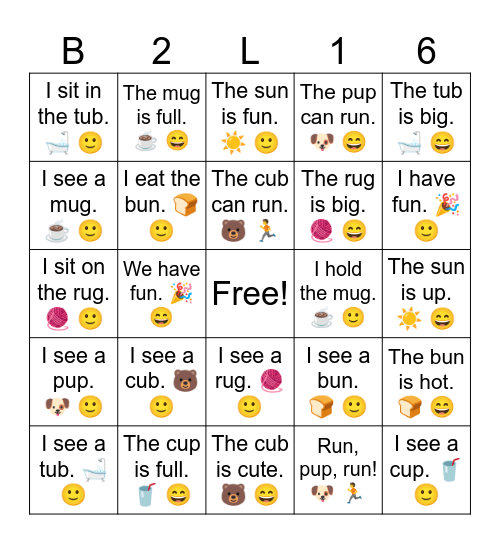 B2 L16 The pup can run. 🐶 😄 Bingo Card