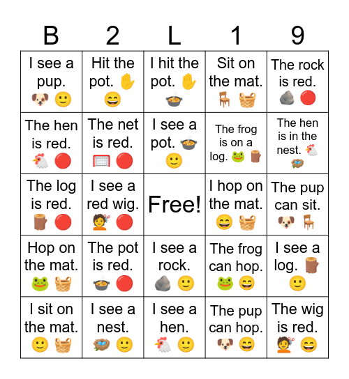 B2 L19 The wig is red. 💇 😄 Bingo Card
