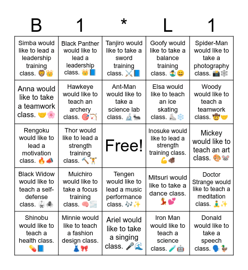 B19 L17 Ariel would like to take a singing class. 🎤🌊 Bingo Card