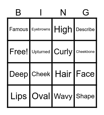 Describing people Bingo Card