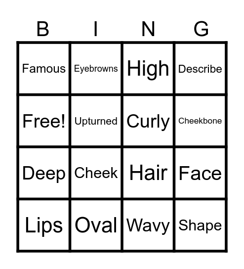 Describing people Bingo Card