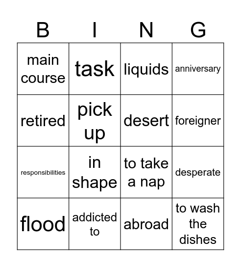 Honza Bingo Card