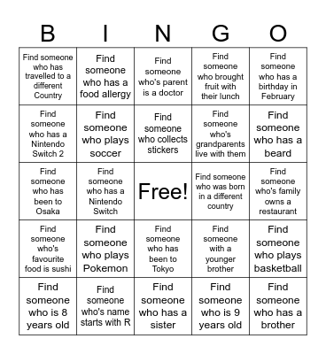 Find who it is Bingo Card