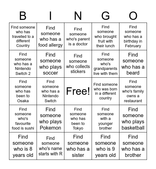 Find who it is Bingo Card