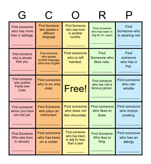 Find Someone Who... Bingo Card