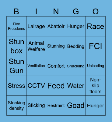 Animal Welfare Bingo Card