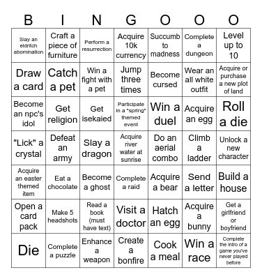 Any Game Bingo Card