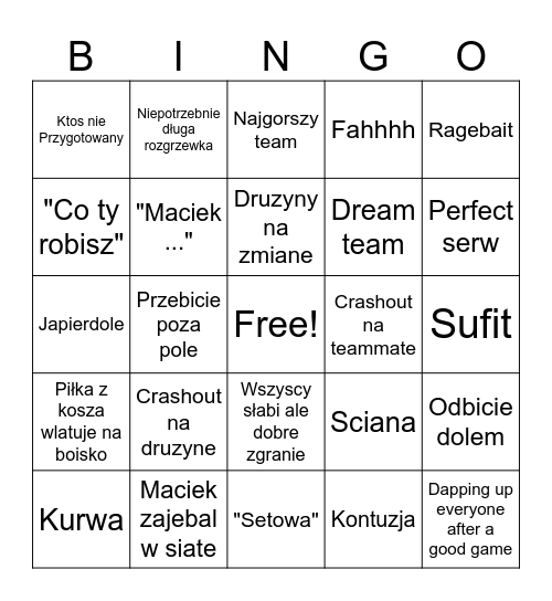 Wf bingo Card