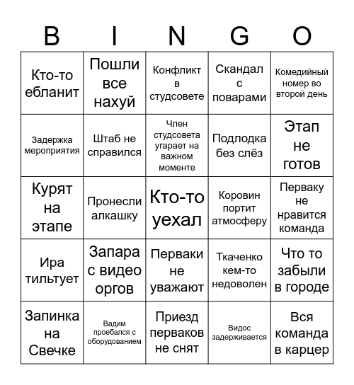 ЗША бинго Bingo Card
