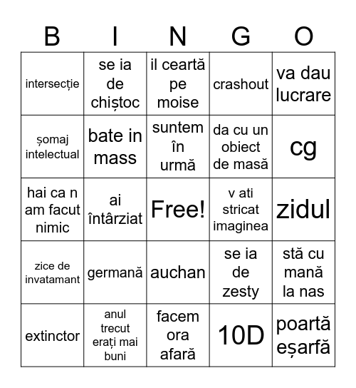 istorie cartojan giurgiu Bingo Card