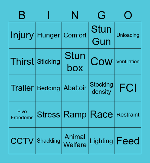Animal Welfare Bingo Card