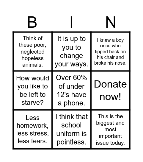 Persuasive Techniques Bingo Card