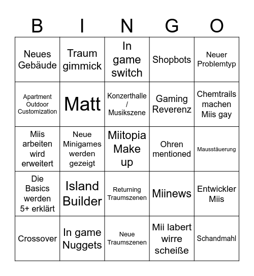 Tomodachi Direct Bingo Card