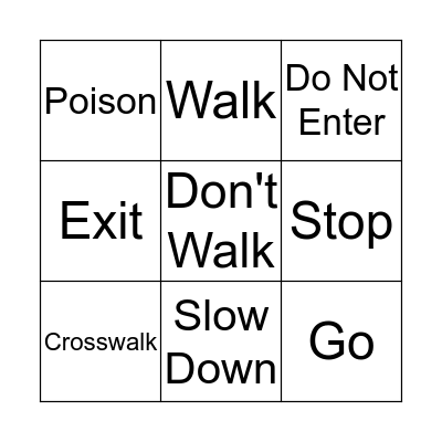 Signs Bingo Card