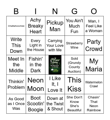 90's Country SINGO Bingo Card