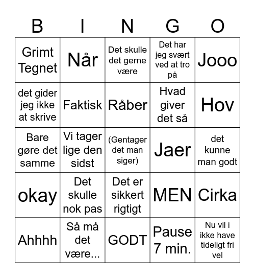 Henry Bingo Card