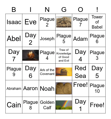 Genesis and Exodus Bingo Card