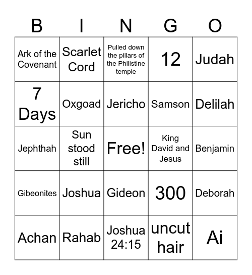 Joshua-Judges Bingo Card