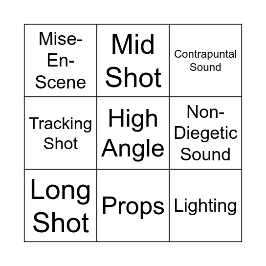 Media Techniques Bingo Card