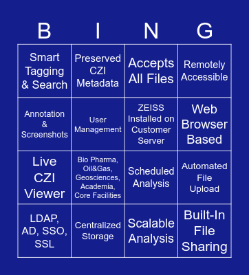 arivis Hub DMS Bingo! Bingo Card