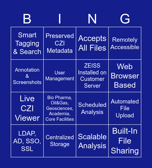 arivis Hub DMS Bingo! Bingo Card