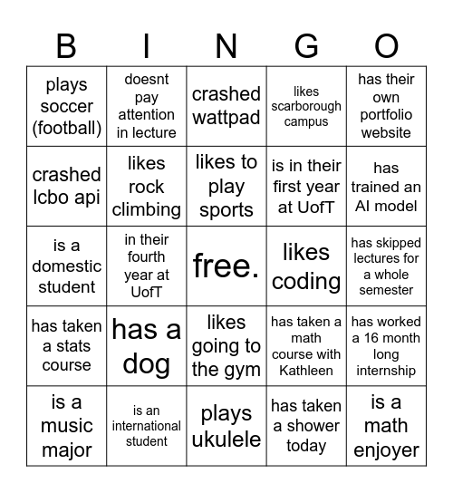 write the name of a person who... Bingo Card